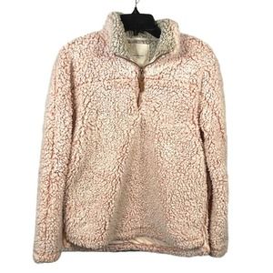 Thread & Supply Sz S Wubby Fleece Pullover 1/4 Zip Teddy Jacket Smoke Rose Pink